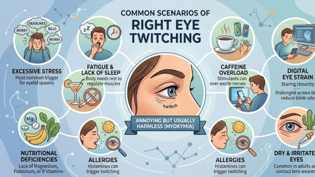 Common Scenarios of Right Eye Twitching